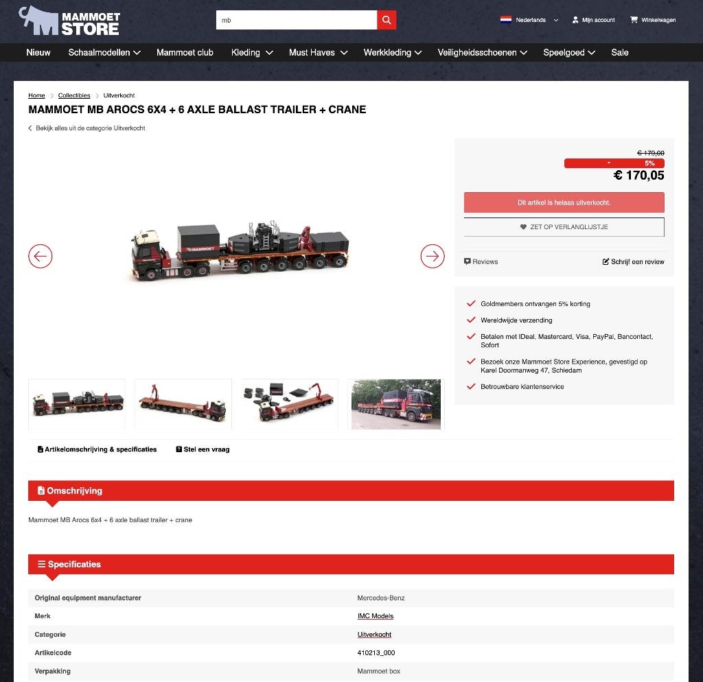 Wie heeft deze Mammoet 1:50 set te koop?, Ophalen of Verzenden, Zo goed als nieuw, Bus of Vrachtwagen, Wsi