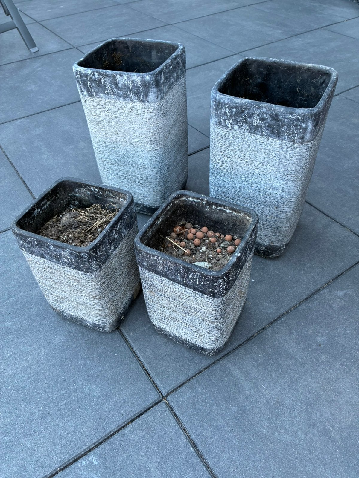 Mooie set bloempotten grijs antraciet, Ophalen, Vierkant, Binnen, Zo goed als nieuw