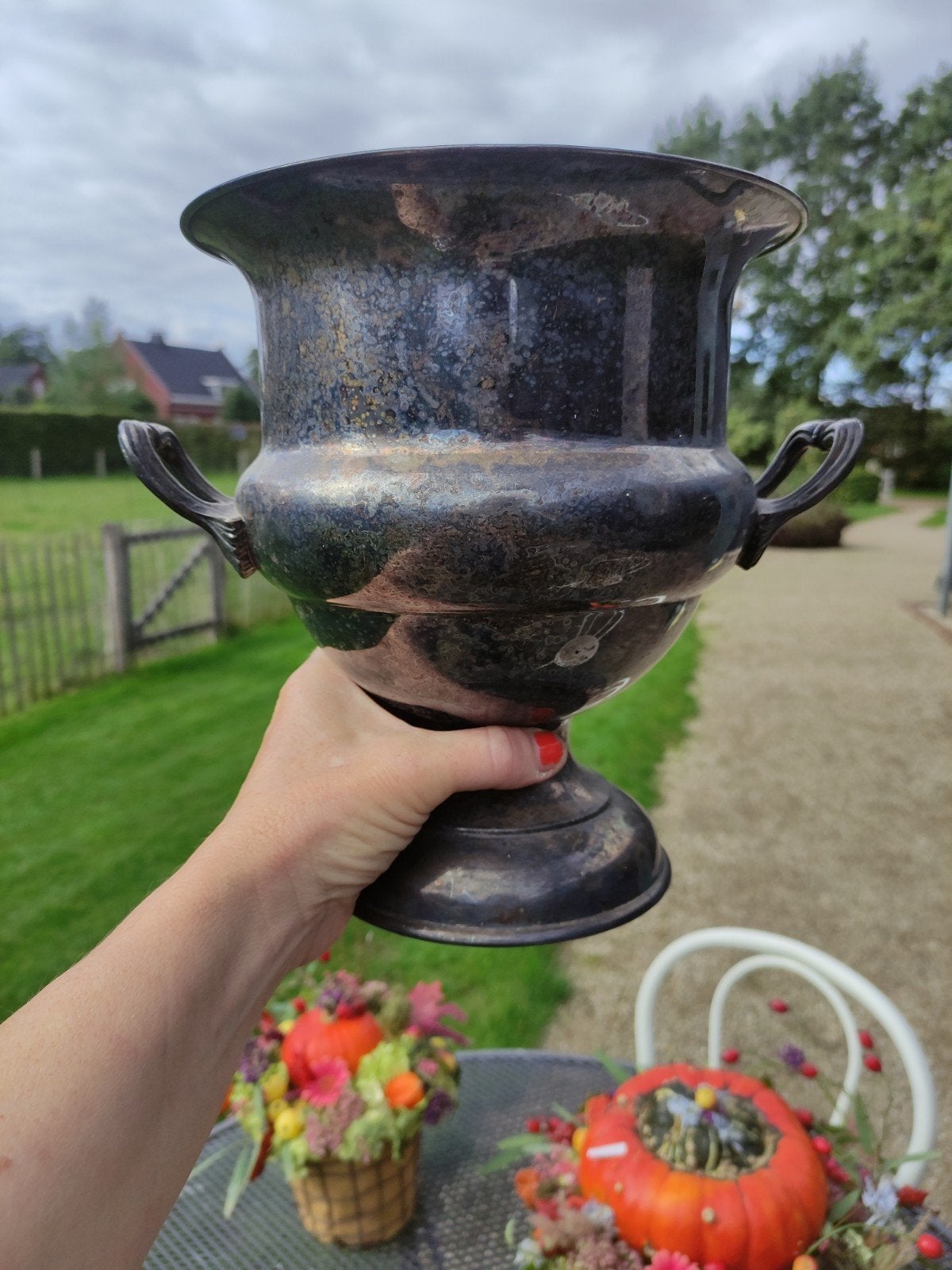Antieke verzilverde champagnekoeler / ijsemmer, Ophalen of Verzenden