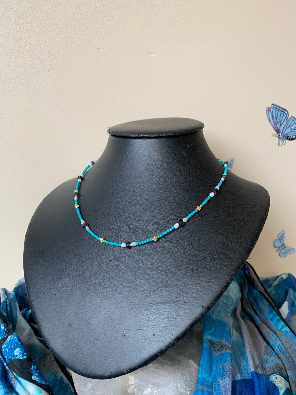 Turkoois turquoise saffier geluk intuïtie beschermt welvaart, Blauw, Magnolia11, Nieuw, Verstelbaar