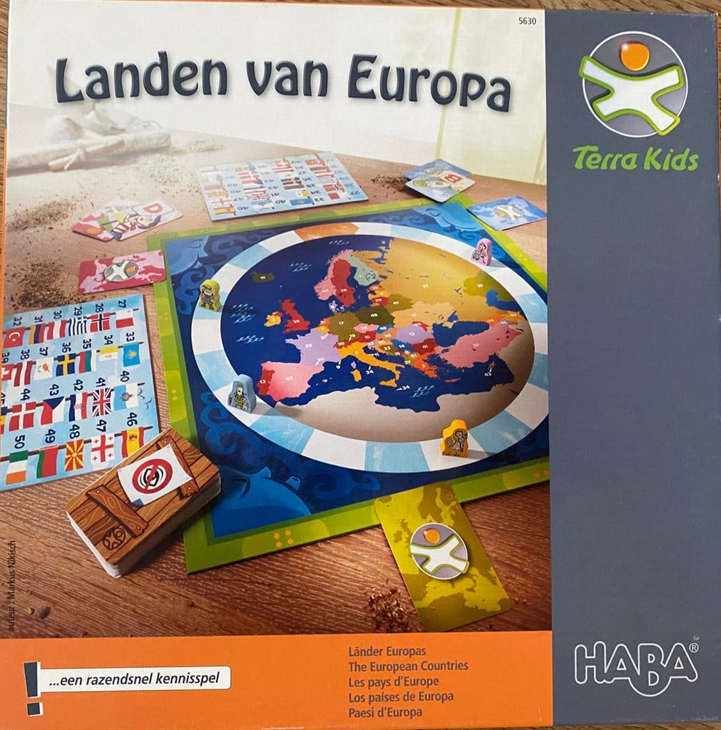 Haba educatief spel Landen van Europa, Drie of vier spelers, Ophalen, Zo goed als nieuw