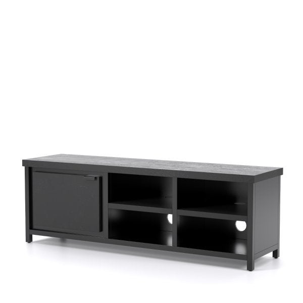 Tv-meubel trendy mango metaal 1 deur openvakken 160 cm actie, Overige houtsoorten, 1 of 2 laden, 150 tot 200 cm, Nieuw