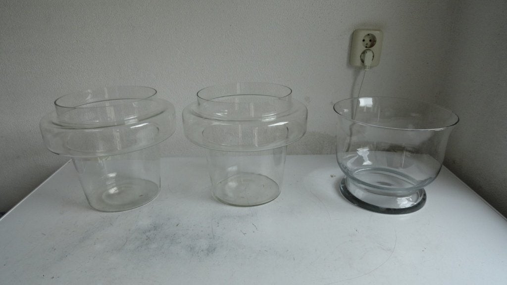 Vazen, glas, 3 stuks, mooie grote glazen vazen, vintage, Ophalen of Verzenden
