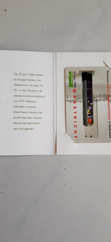 Telefoonkaart van 1ste communicatiezuil  PTT  Nederland 1995, Telecommunicatie, Overige Telecommunicatie, Ophalen of Verzenden