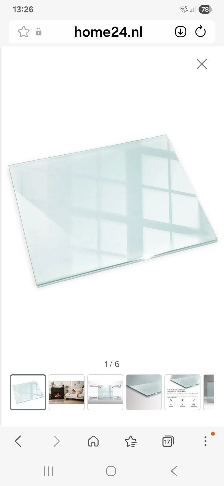 Vloerplaat  glas 80 cm bij 80 cm voor houtkachel, Ophalen, 50 tot 100 cm, Glas, Minder dan 100 cm