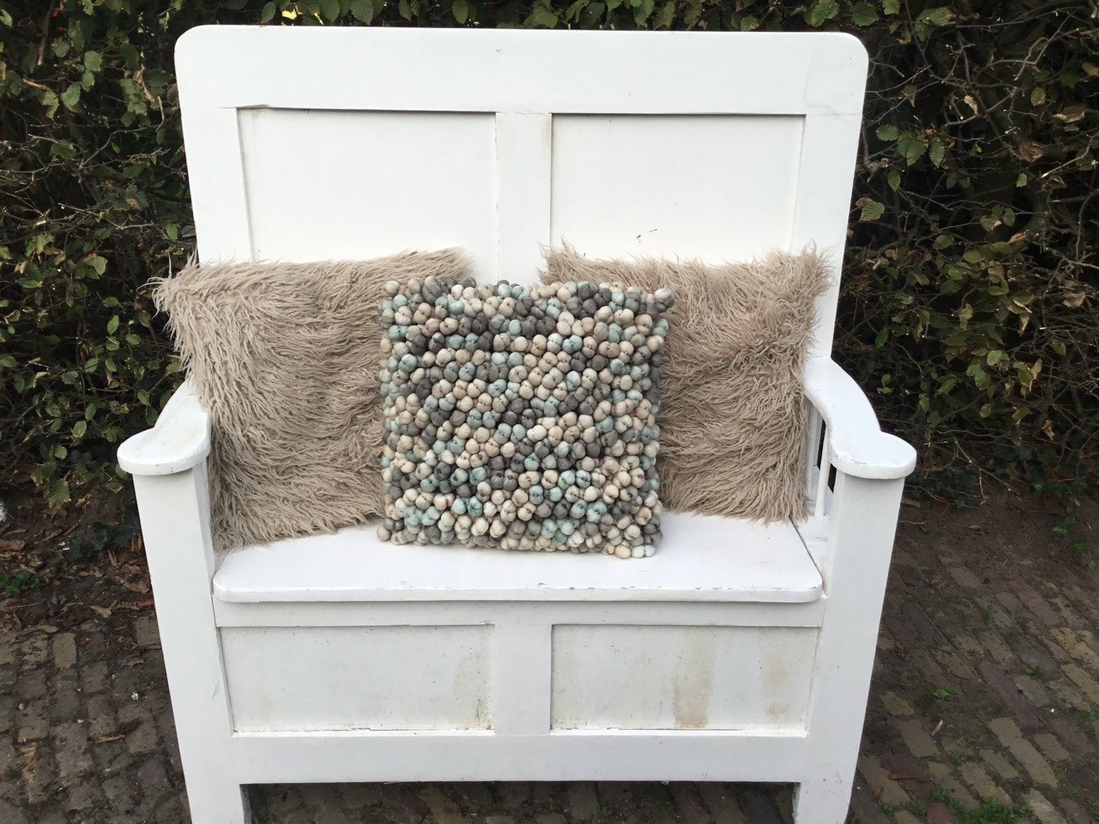* Leuk brocante wit houten klep bankje met opbergruimte *, Ophalen of Verzenden, Gebruikt, Overige typen
