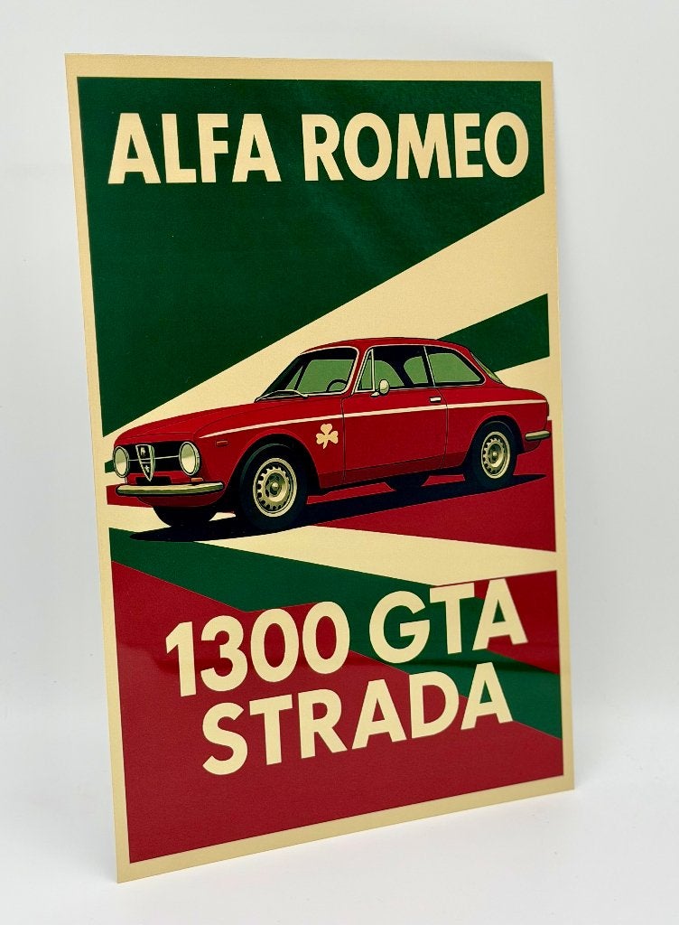 Alfa Romeo Giulia 1300 GTA strada bord | 20x30, Verzamelen, Merken en Reclamevoorwerpen, Verzenden, Nieuw, Reclamebord