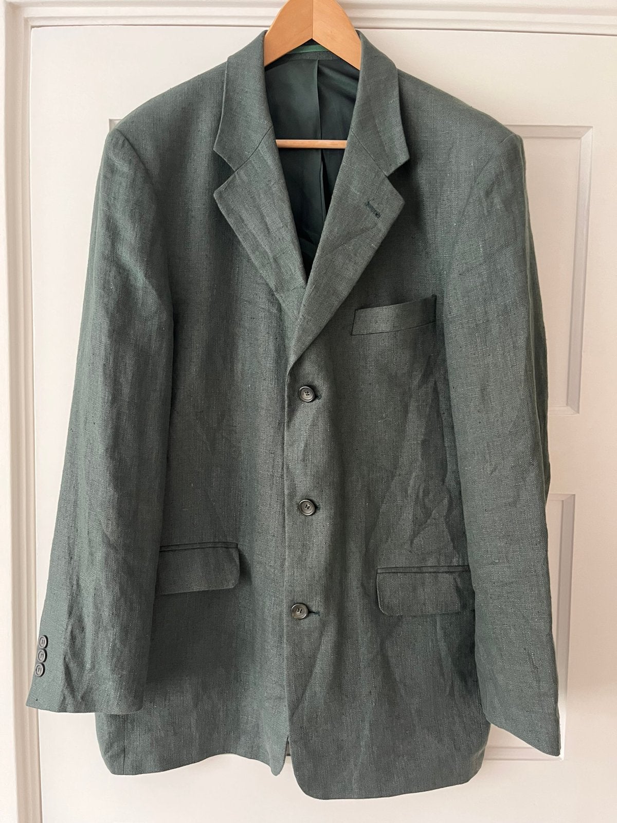 Vintage linnen blazer groen Peek & Cloppenburg maat 102, Kleding | Heren, Ophalen of Verzenden, Zo goed als nieuw, Maat 52/54 (L)