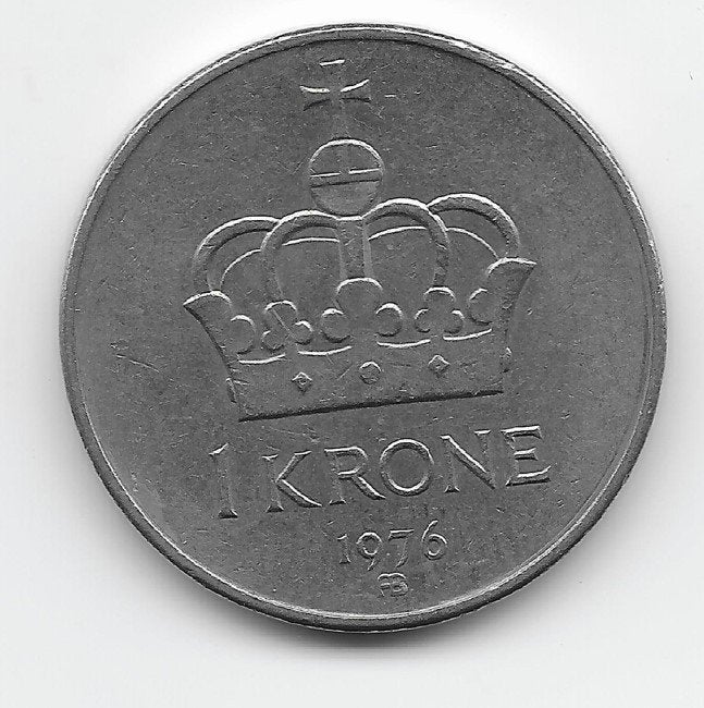 Noorwegen 1 krone 1976 KM# 419, Verzenden, Overige landen, Losse munt
