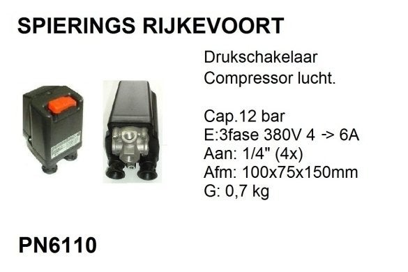 Drukschakelaar Compressor thermische beveiliging pkz, Doe-het-zelf en Verbouw, Compressors, Nieuw, Ophalen of Verzenden