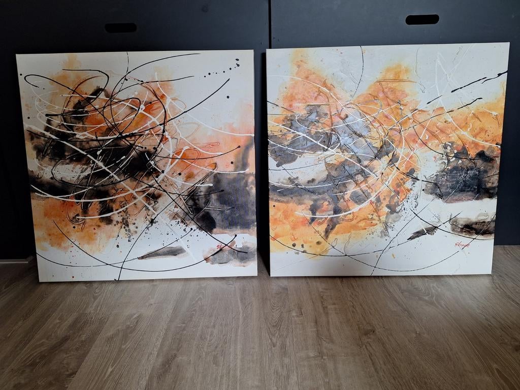 Abstracte schilderijen set - 80x80 cm, Ophalen