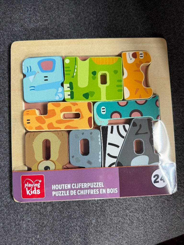 Houten cijfer puzzle puzzel nieuw, 10 tot 50 stukjes, Nieuw, Ophalen of Verzenden, Van hout