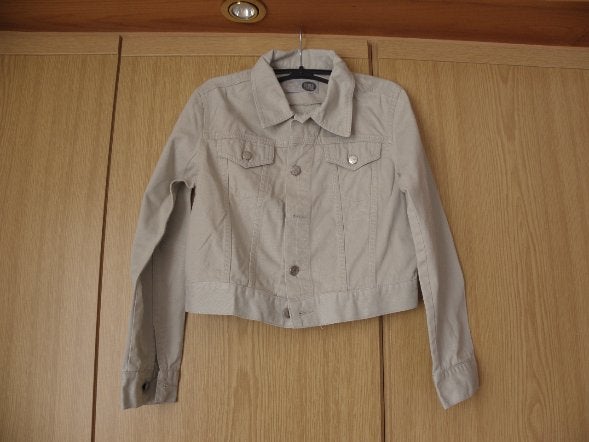Kort beige katoen college jasje blazer HT C&S 164 nieuwstaat, Meisje, Ophalen of Verzenden, Zo goed als nieuw, Here/There