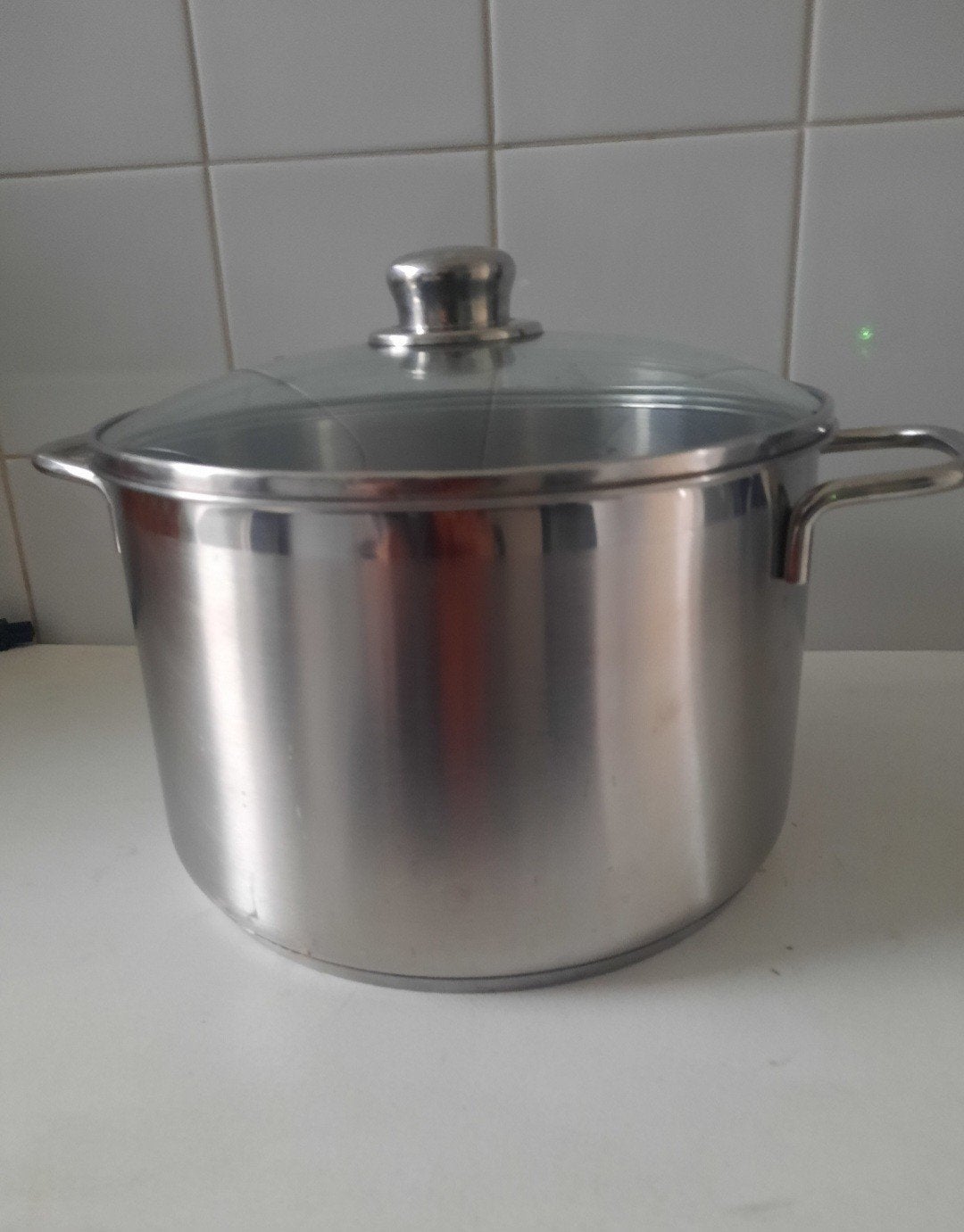 Roestvrijstalen kookpan met glazen deksel, Huis en Inrichting, Gebruikt, Met deksel, Ophalen of Verzenden, Rvs