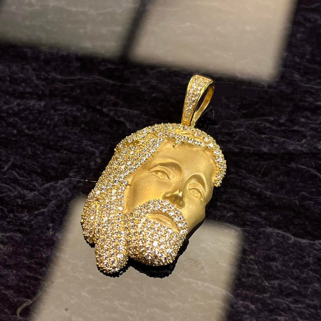 14k gouden kettinghanger jezus kruis gezicht nieuw, Ophalen of Verzenden, Zo goed als nieuw, Goud, Kruis of Symbool