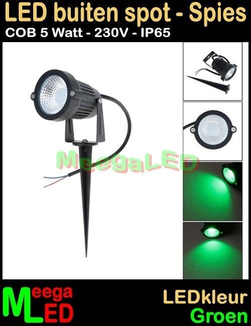 LED spot grondspot LEDspot spies spike pin 5W 230V Groen, Huis en Inrichting, Lampen | Spots, Overige materialen, Overige merken