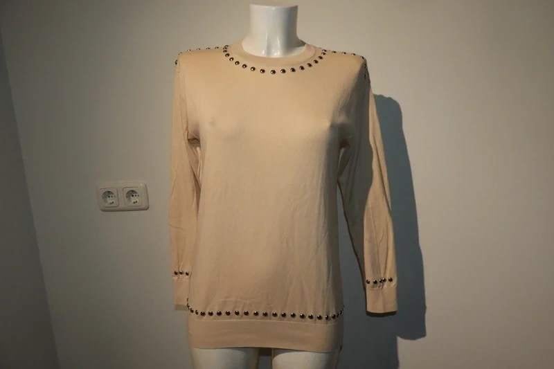 Moschino couture beige trui zilveren nopjes afwerking M