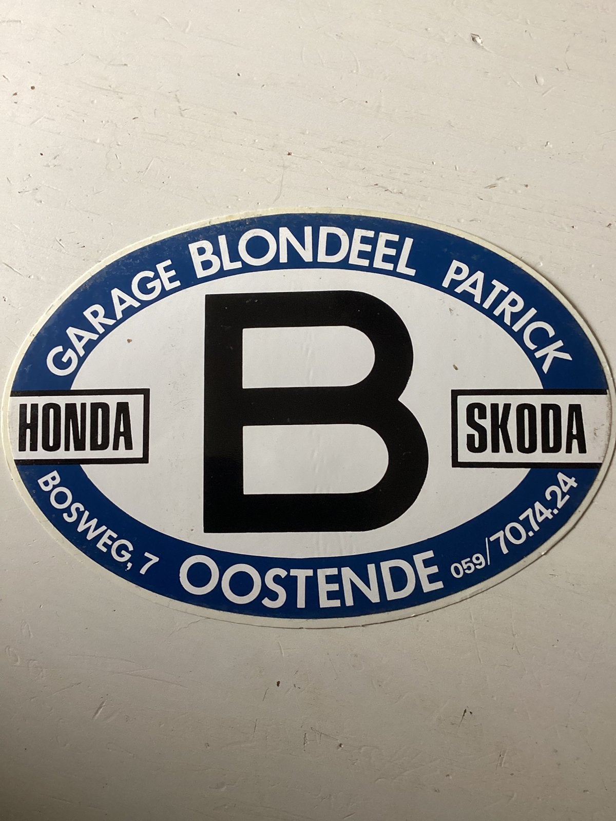 Sticker Garage Blondeel Oostende (Honda/Skoda), Verzenden, Zo goed als nieuw