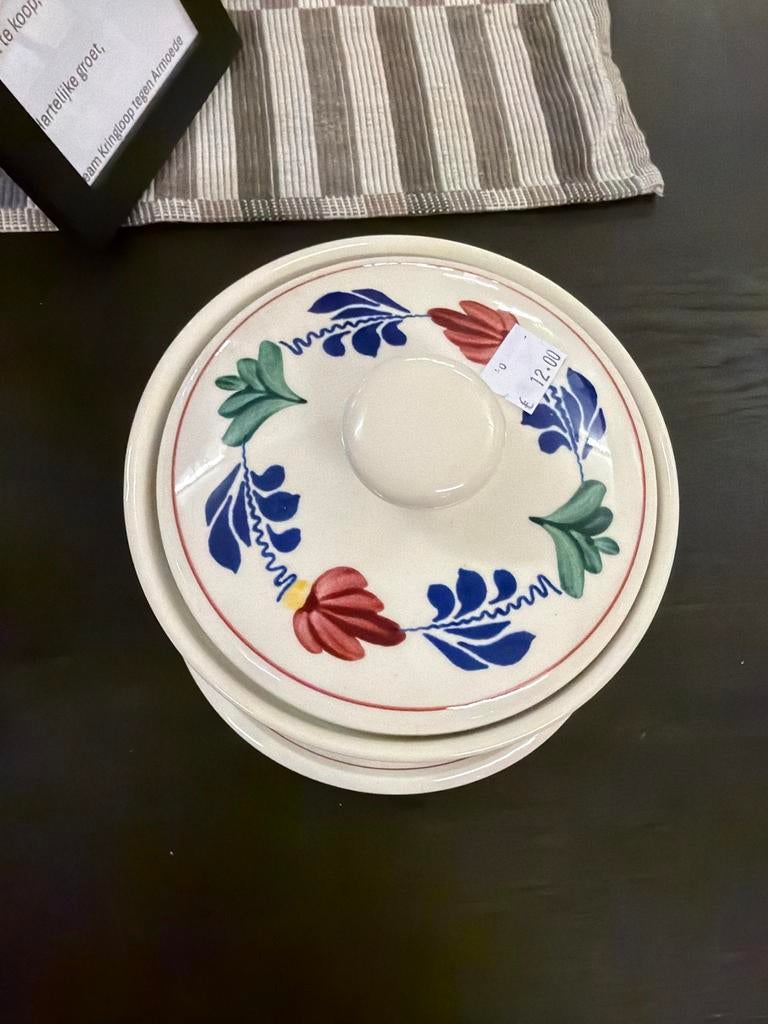 Boerenbont schaaltje met deksel, Huis en Inrichting, Keuken | Servies, Ophalen, Kringloop, Kringloop, Aardewerk