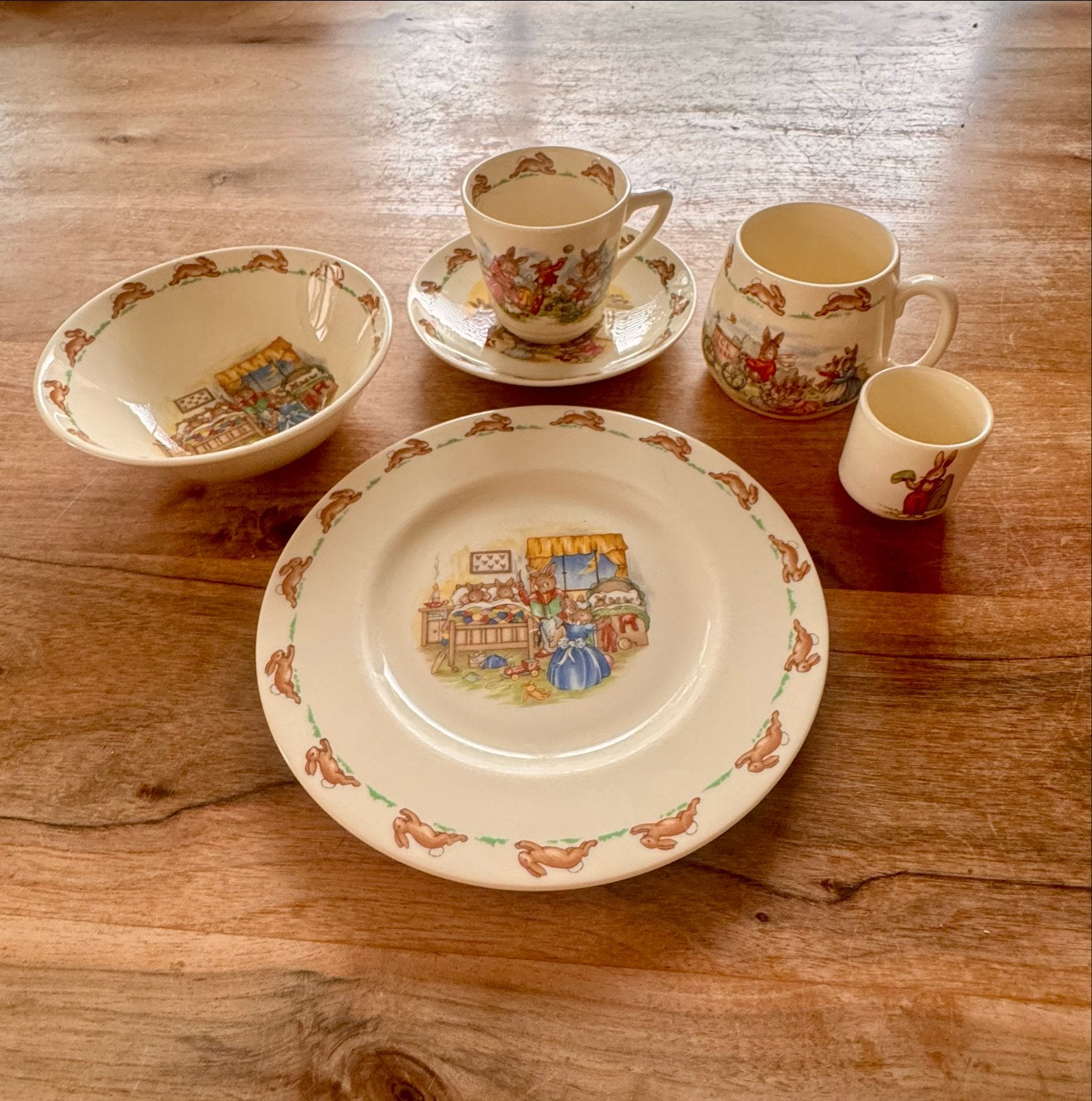 Vintage Bunnykinms  kinder servies set, Ophalen of Verzenden