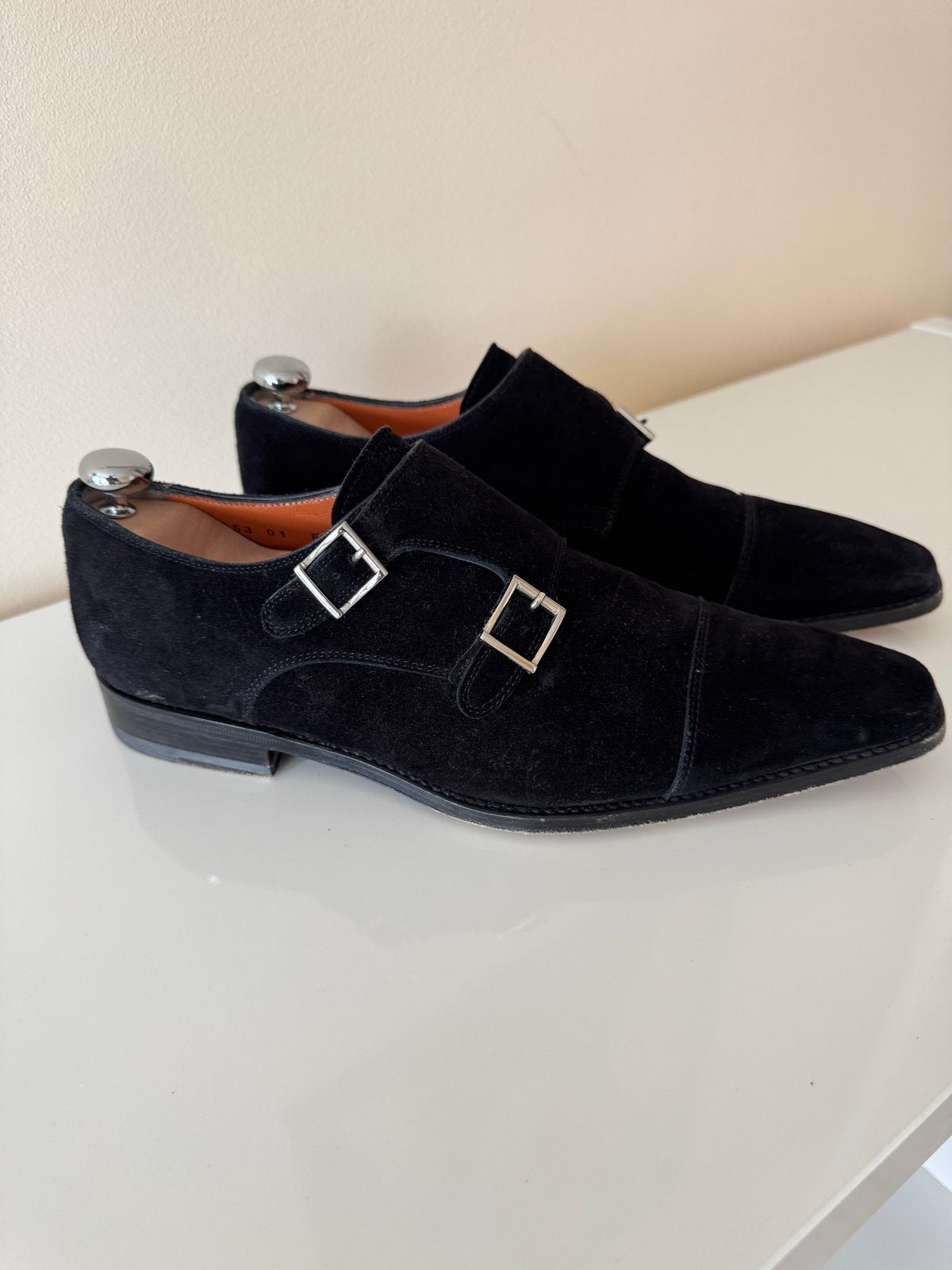 Santoni dubbele monk herenschoenen, zo goed als nieuw, Ophalen of Verzenden, Zo goed als nieuw, Zwart, Gespschoenen