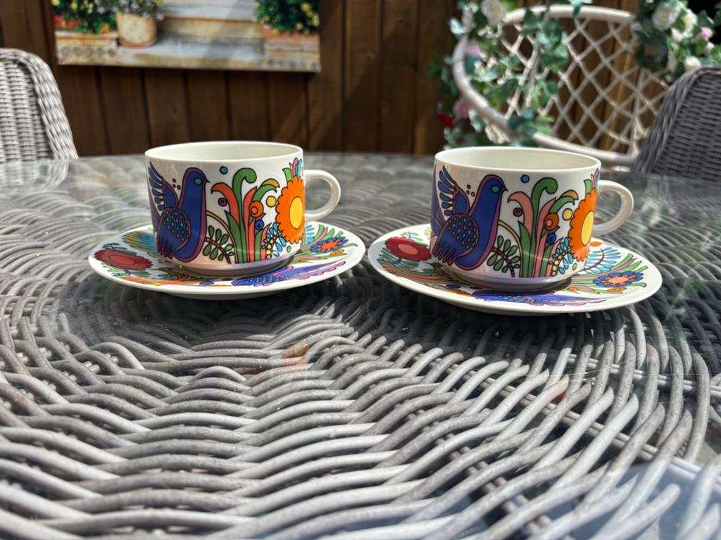 2 grote koffie of thee koppen servies Acapulco, Ophalen of Verzenden