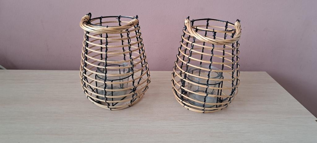 2x windlicht/kandelaar, Ophalen of Verzenden, Overige materialen, Minder dan 25 cm