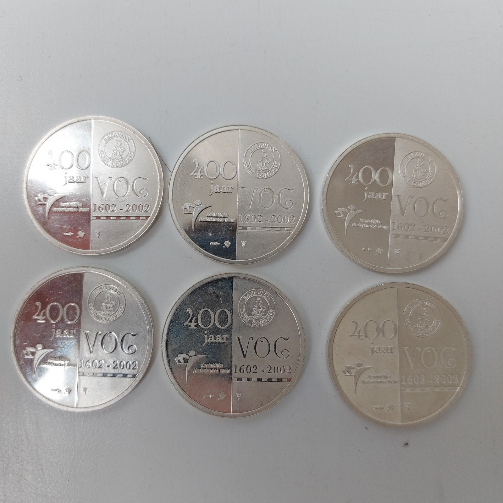 6 x penning VOC sterling zilver 925 setje, Ophalen of Verzenden