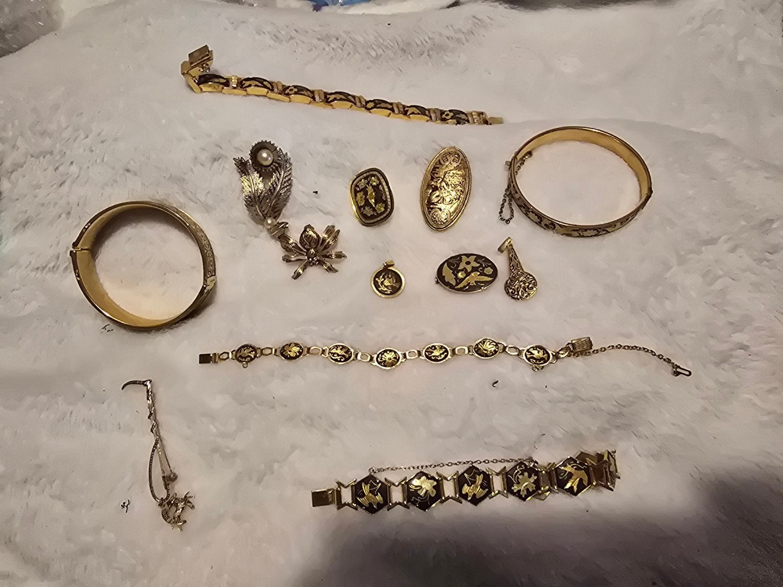 Vintage Gouden Sieraden Collectie Armbanden, Broches, Hange, Ophalen of Verzenden, Goud, Armband, Met edelsteen