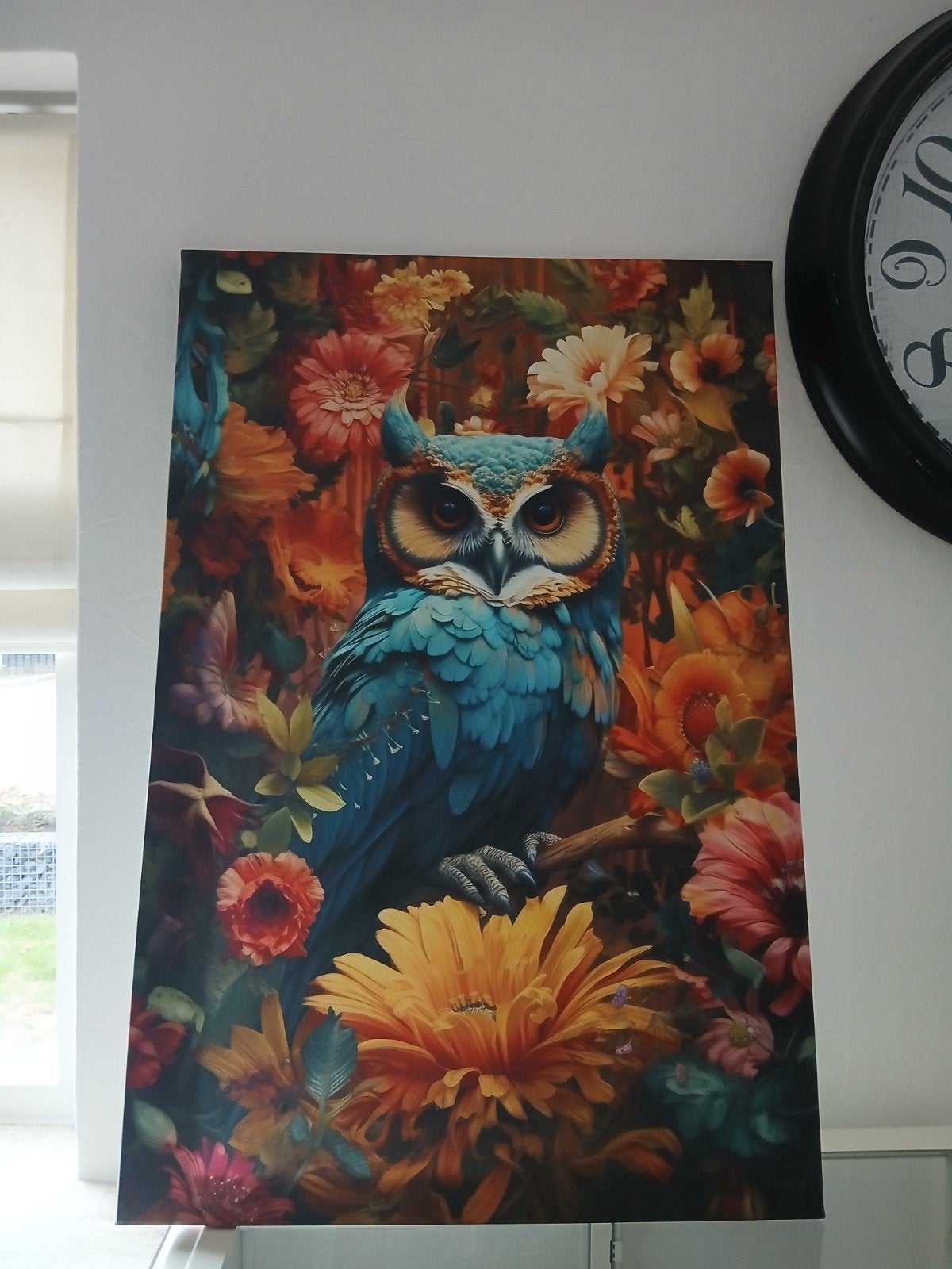 Kleurrijk Canvas Schilderij Uil - 60x90 cm, Ophalen