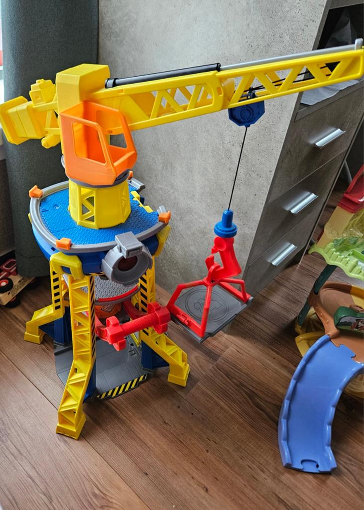 Grote bouwplaats kraan met graafmachine speelset, Ophalen, Gebruikt, Overige merken