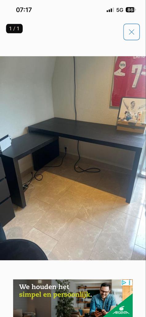 IKEA Hoekbureau - Zwart, Huis en Inrichting, Bureaus, Ophalen, Gebruikt, Spaanplaat of MDF, Hoekbureau