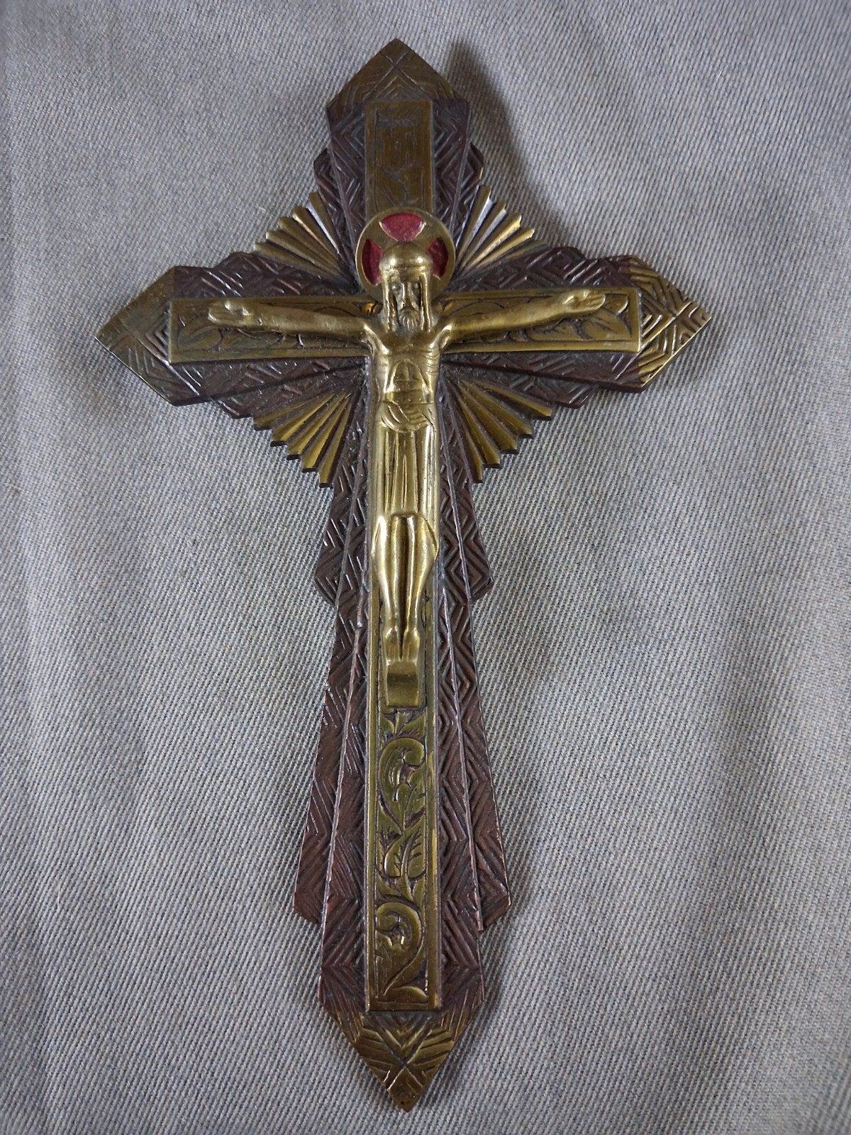 Art Deco bronzen "Crucifix", kruis, Ophalen of Verzenden