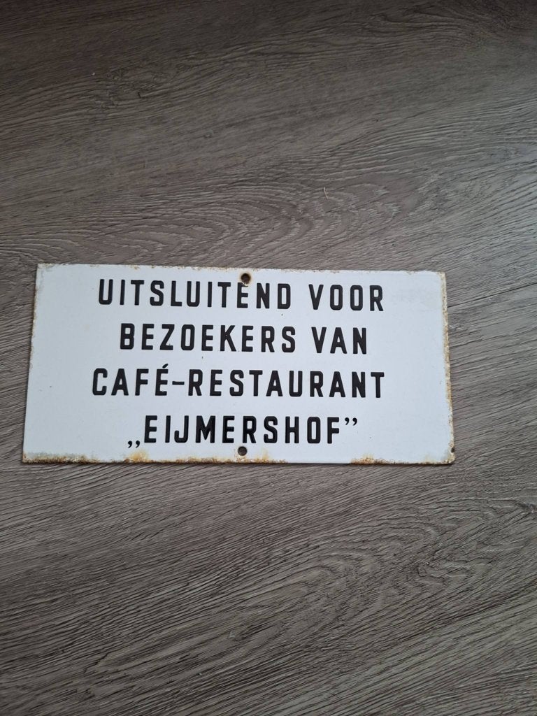 uitsluitend voor bezoekers van cafe - restaurant  emaille, Verzamelen, Ophalen of Verzenden, Gebruikt, Reclamebord