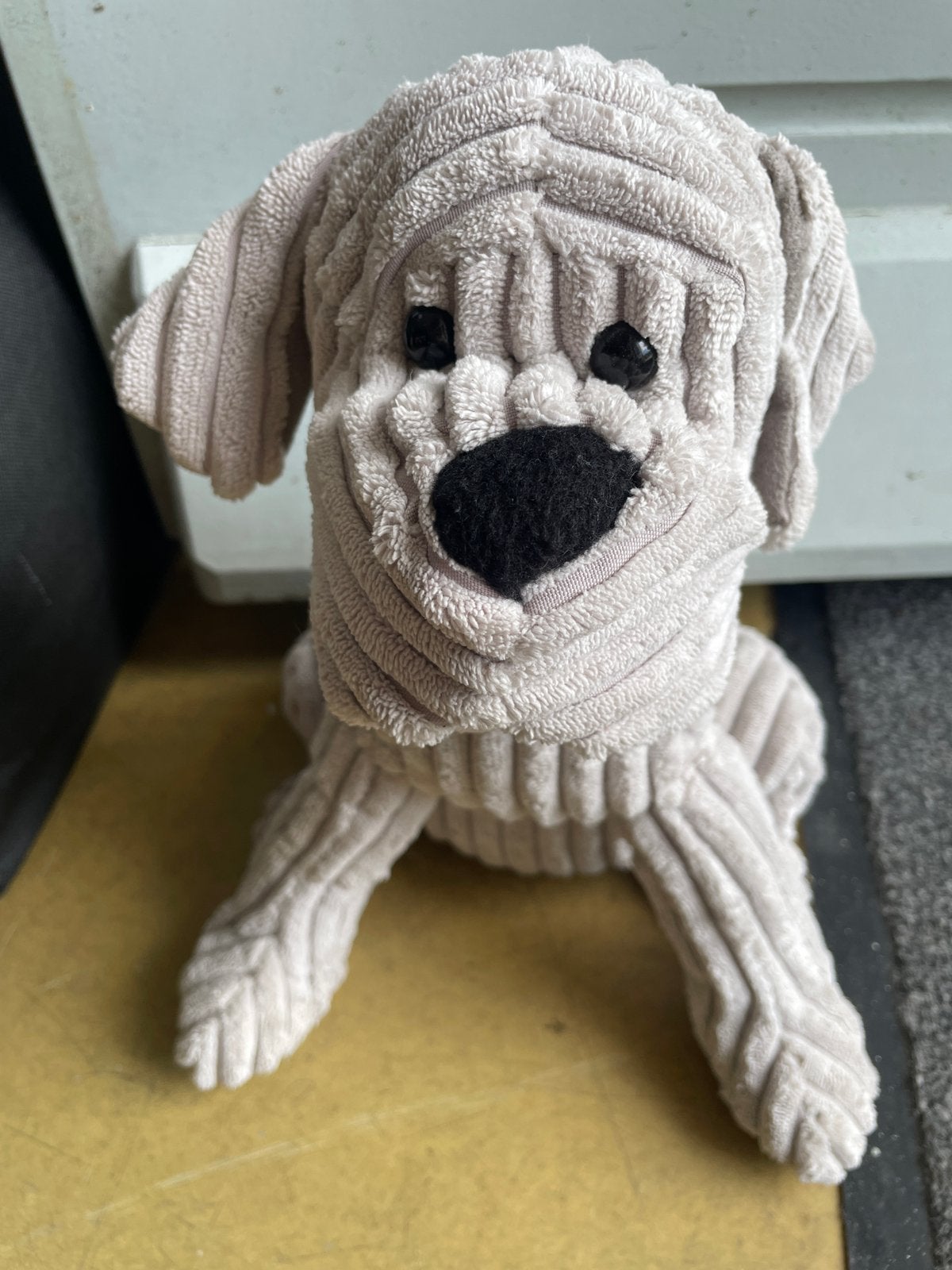 Leuke honden deurstopper - Beige/grijze ribstof, Ophalen of Verzenden, Zo goed als nieuw, Grijs, Textiel