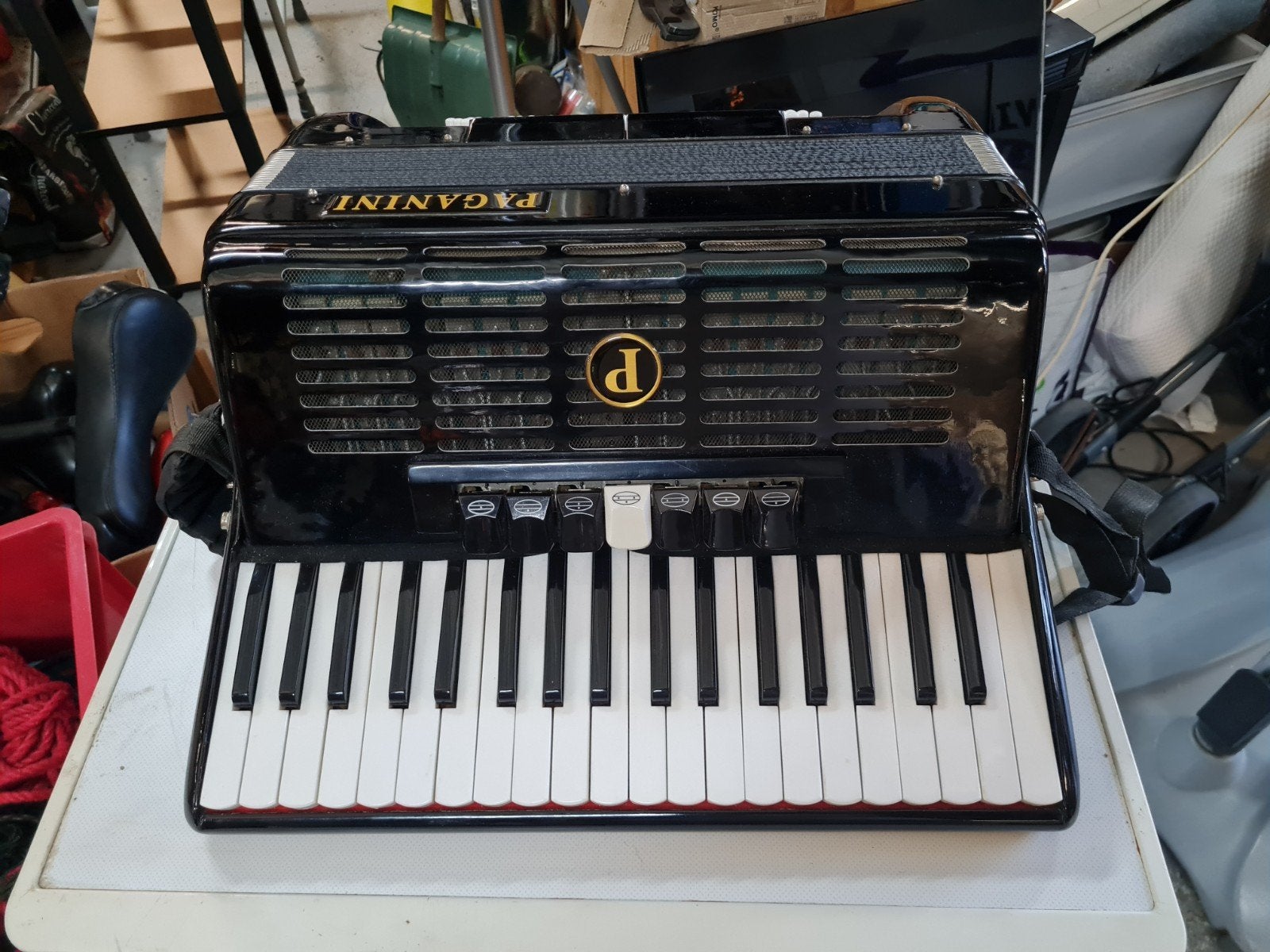 Paganini Accordeon - Zwart Toetsaccordeon met Riemen, Overige merken, Gebruikt, Paganini, Met riemen