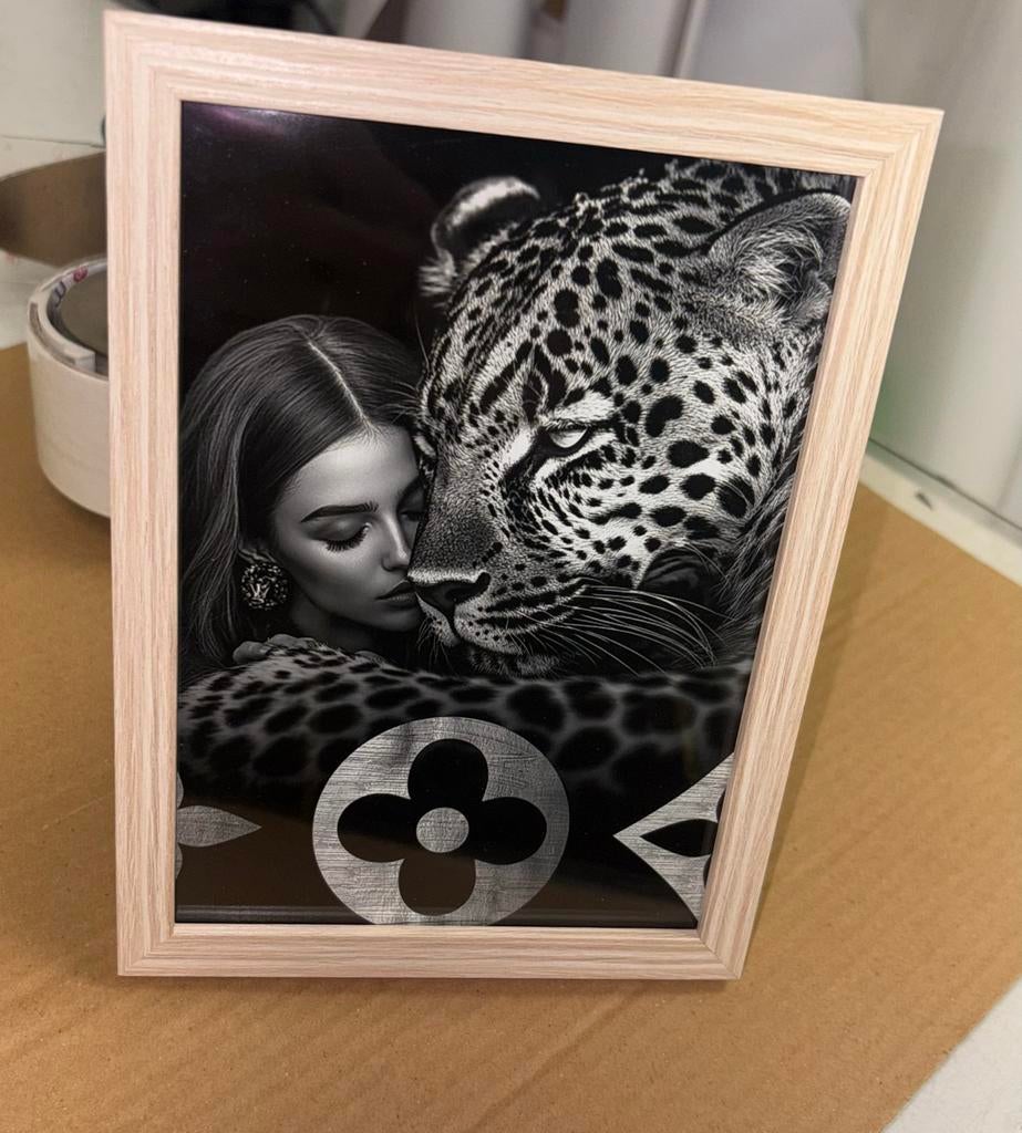 Nieuwe fotolijst 13x18 cm met luipaard print, Ophalen of Verzenden, Nieuw, Hout, Minder dan 50 cm