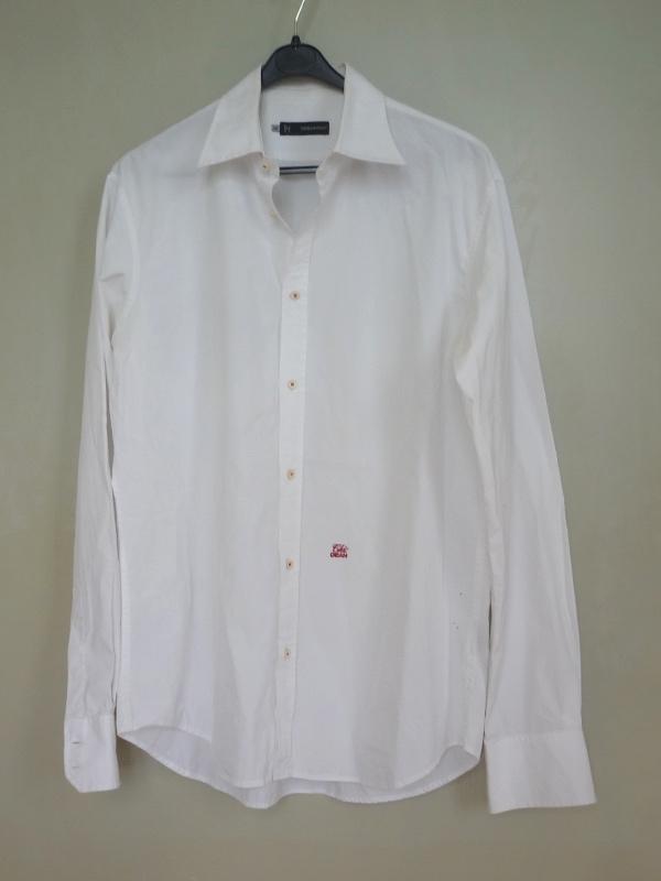 Dsquared2 Chic Dean Embroidered overhemd, italy wit, maat 52, Dsquared2, Wit, Ophalen of Verzenden, Zo goed als nieuw
