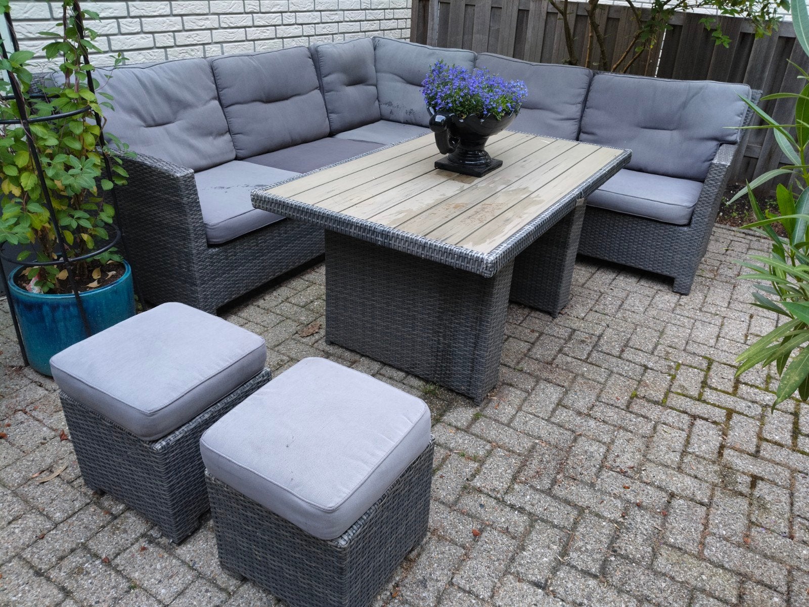 Loungeset wicker tuinset Dining set, Tuin en Terras, Tuinsets en Loungesets, Ophalen, Gebruikt, Bank, Loungeset