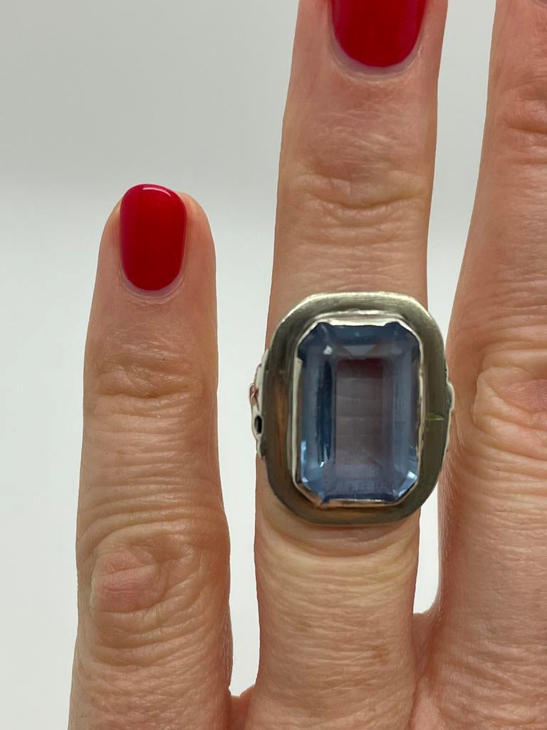 C955 Prachtige zilveren ring art deco maat 16,25, Ophalen of Verzenden, Zilver, Ring
