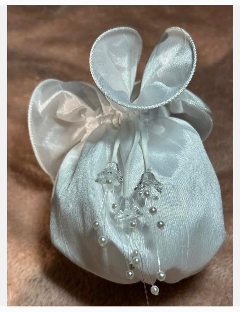 Communie / trouwtasje, 18 cm, wit, parelkraal look, Wit, Ophalen of Verzenden, Zo goed als nieuw, Accessoires