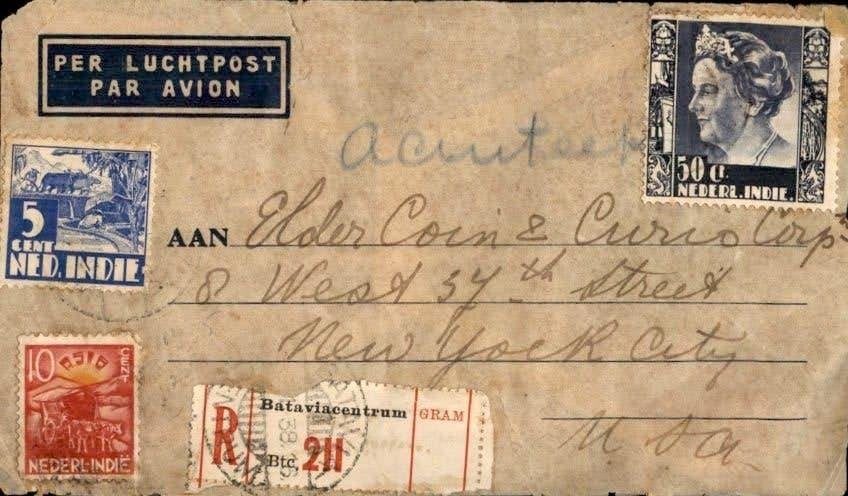 Nederlands Indië - Aangetekend - USA - 1938, Ophalen of Verzenden, Envelop