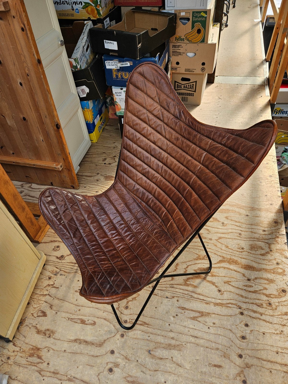 PTMD design vlinderstoel, Ophalen, Bruin, Industrieel / vintage, Zo goed als nieuw