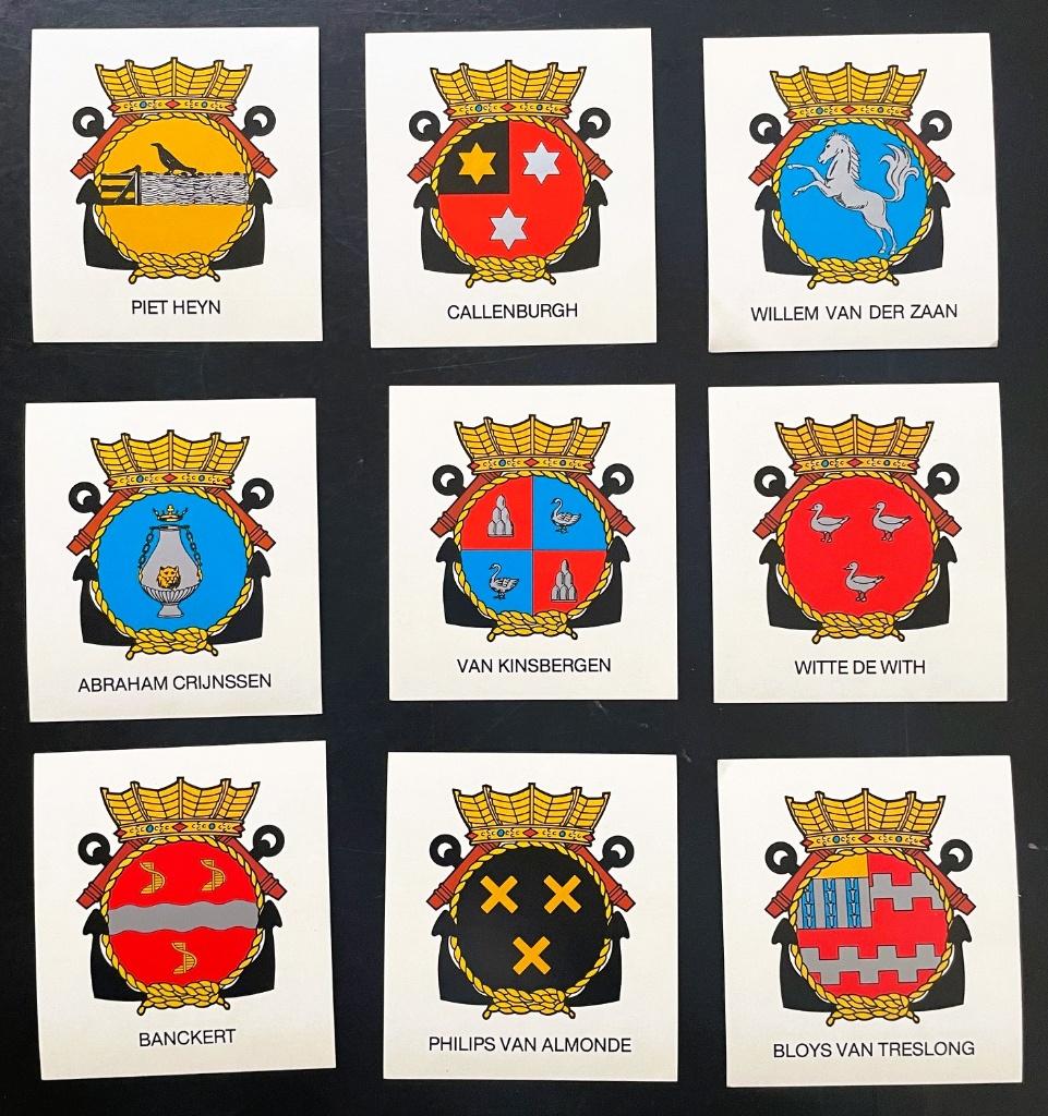 Fregatten Kortenaerklasse Koninklijke Marine - 9 stickers, Verzenden, Marine, Nederland, Embleem of Badge