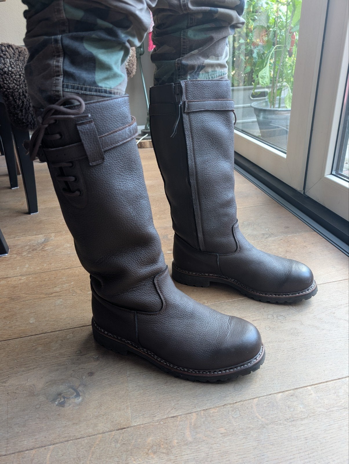 Hanwag nieuwe kalfsleren laarzen met konijnenbont, maat 46, Bruin, Hanwag, Boots, Nieuw