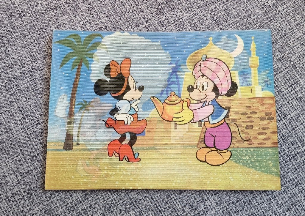 Disney 3D lenticulair ansichtkaart Mickey Minnie Mouse Goofy, Gebruikt, Ophalen of Verzenden, Voor 1940, Prent