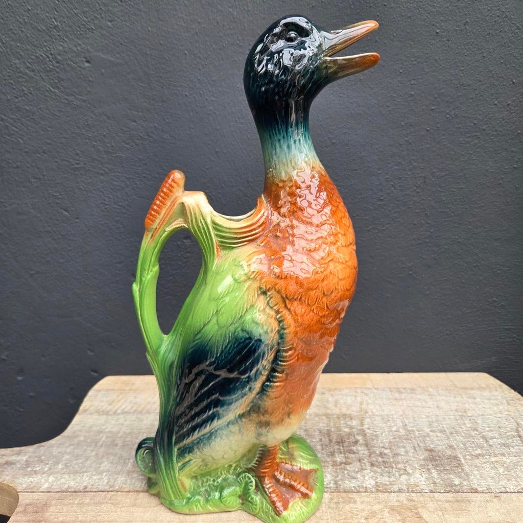 Brocante barbotine aardewerk kan - St Clement Frankrijk, Ophalen of Verzenden