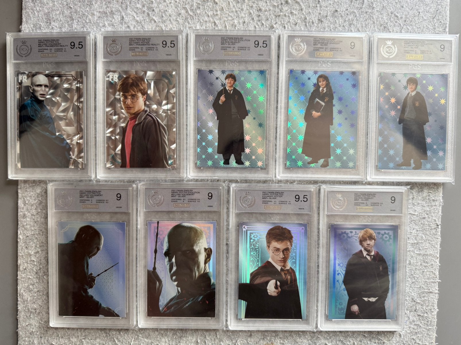 9x Harry Potter TCG Panini Graded Slabs - PGS (geen PSA), Ophalen of Verzenden, Zo goed als nieuw