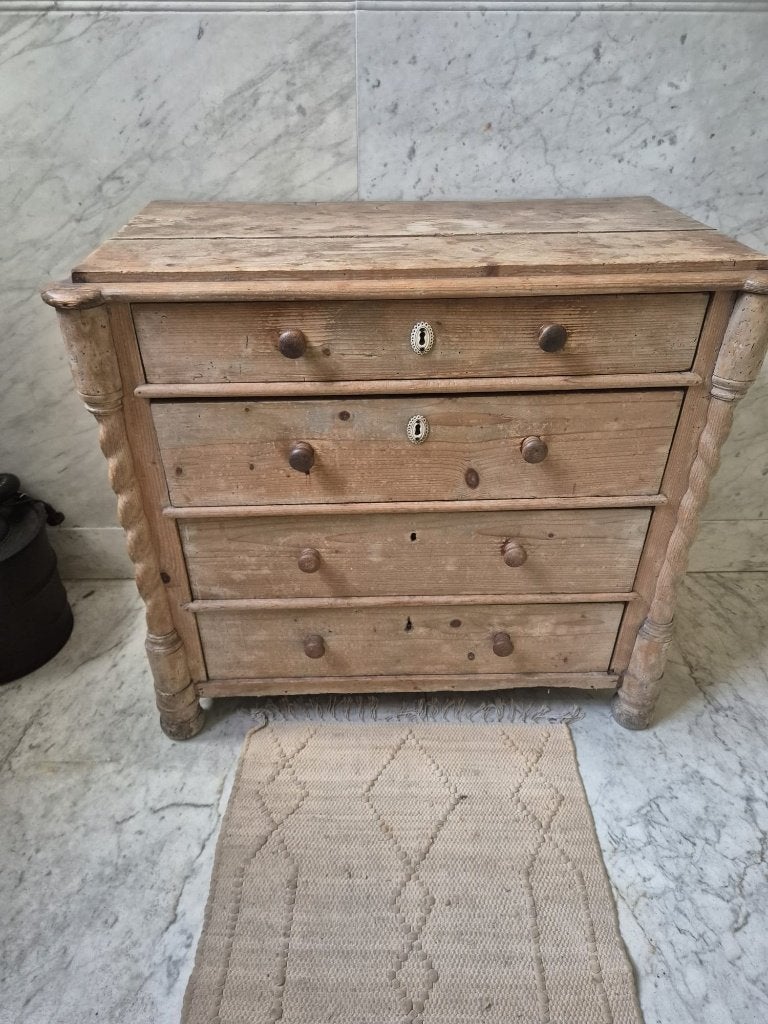 Oude grenen ladekast / commode – brocante – 4 laden, Ophalen