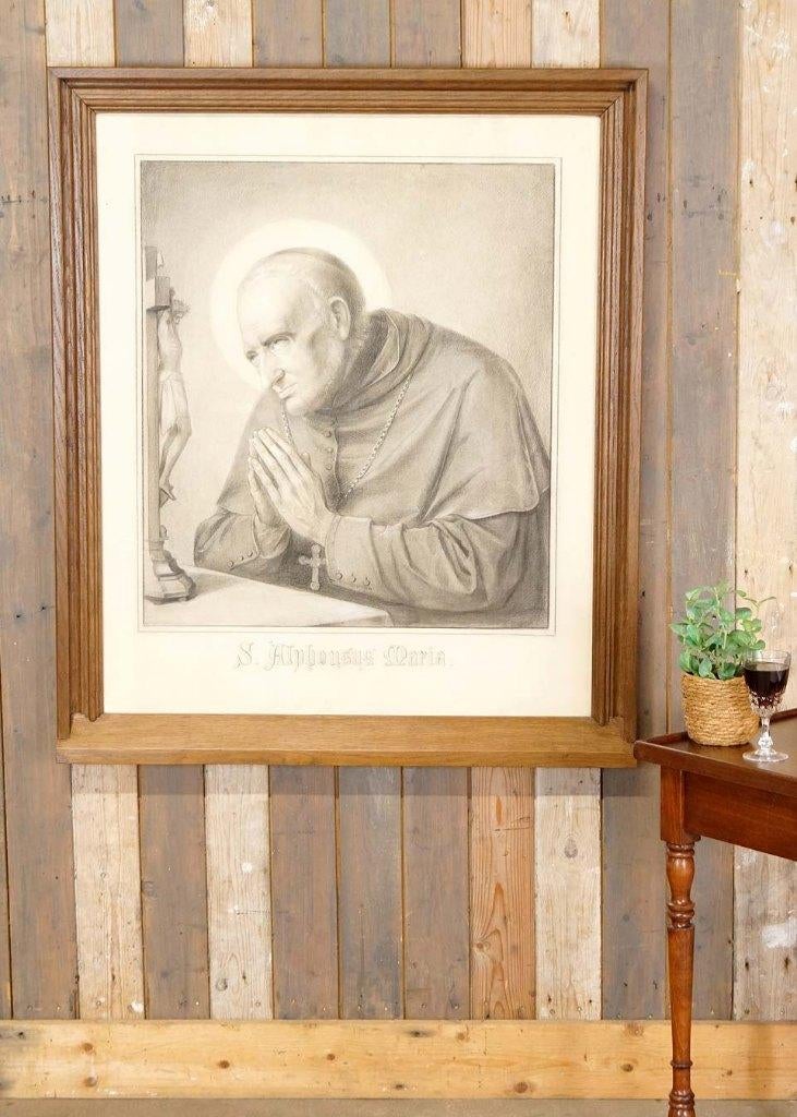 Grote oude lijst met prent van S. Alphonsus Maria, Ophalen